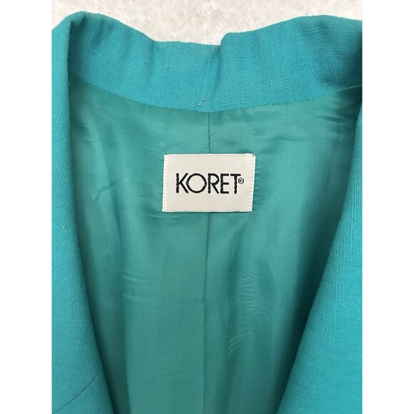 Women's Vintage Plus Size KORET Teal Green Turquoise Lined Blazer - Picture 5 of 10